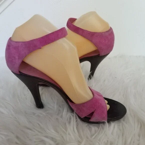 Vintage 90s Kors Michael Kors All Leather Hot Pink Heels 6 1/2 - Picture 5 of 12